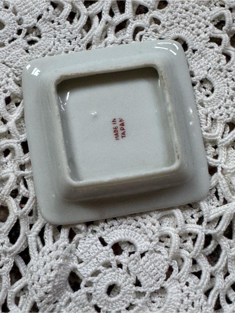 Vintage White Ceramic Square Dish with Purple Floral and Gold Trim - Picture 2 of 5